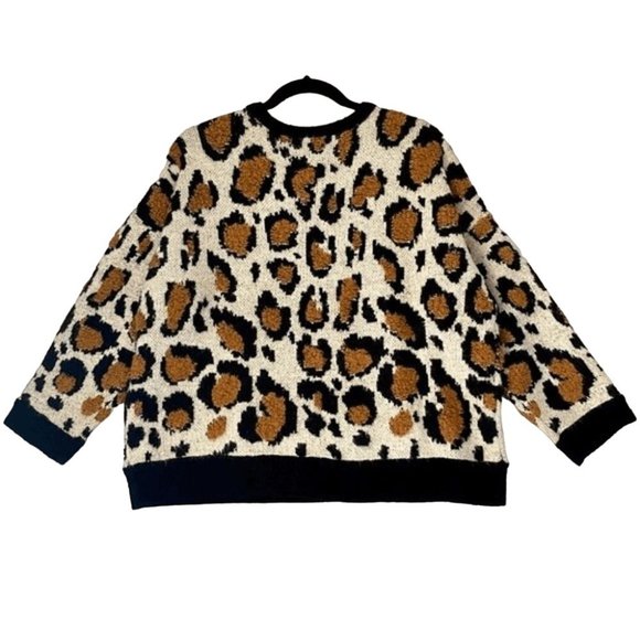 Lida Kate Oversized Cheetah Print Fuzzy Warm Boutique Sweater Size S - Picture 3 of 7